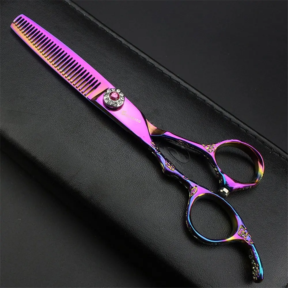 Sharonds Japan 440c Professional Hairdressing Left Hand Scissors 6 Inch Purple Salon Barber Shop Thinning Scissors Set
