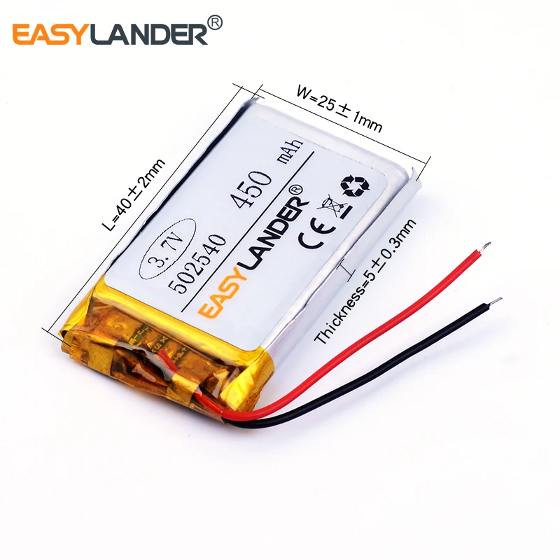 502540 3.7V 450mAh Rechargeable Lithium Li-ion Polymer Battery 502438