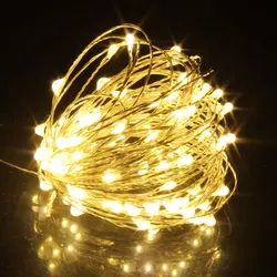 Guirnalda de luces LED de alambre plateado de cobre, iluminación de vacaciones para árbol de Navidad, decoración para fiesta de boda, 1M/2M/5M/10M/20M