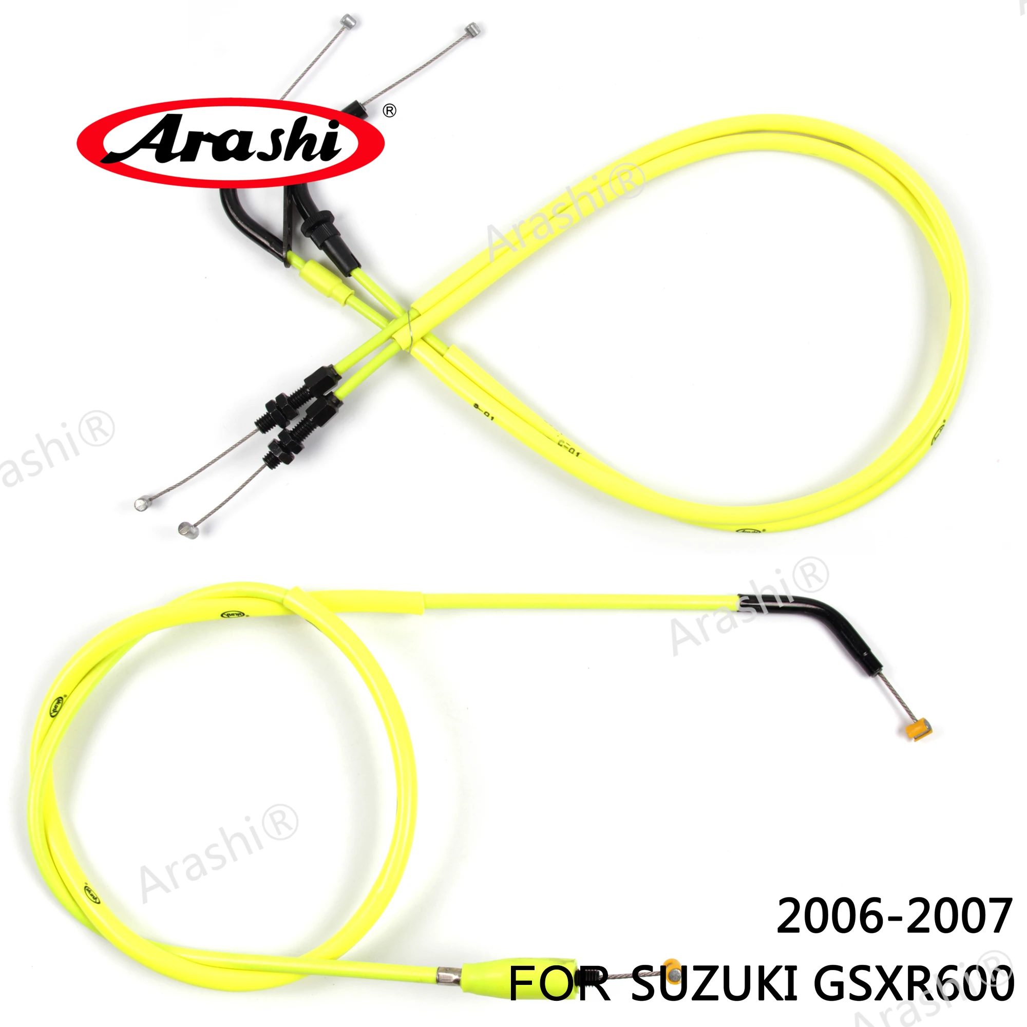 Arashi Motorcycle Accessories Throttle & Clutch Cables Stainless Lines Wires for SUZUKI GSXR600 2006 2007 GSXR 600 GSX-R 1 Set