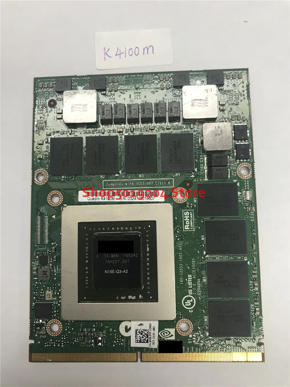 

N15E-Q3-A2 Original K4100M K 4100M K4100 4G VGA Graphic Card For DELL M6700 M6800 HP 8770W ZBOOK15 G1 G2 Test 100%