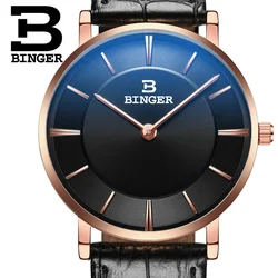 Cheap 2016 New Couple Watch BINGER Slim Style Women Fashion Quatrz Watch Men Business Wristwatch Leather Strap B-9013G
