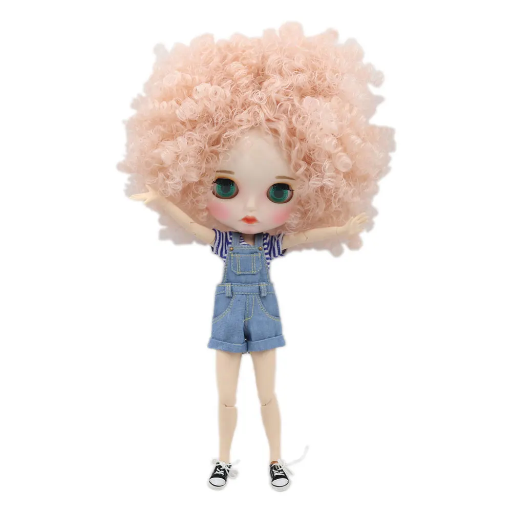 

ICY DBS Blyth doll white skin joint body Pale Pink hair new matte face with eyebrows Lip gloss BL2352