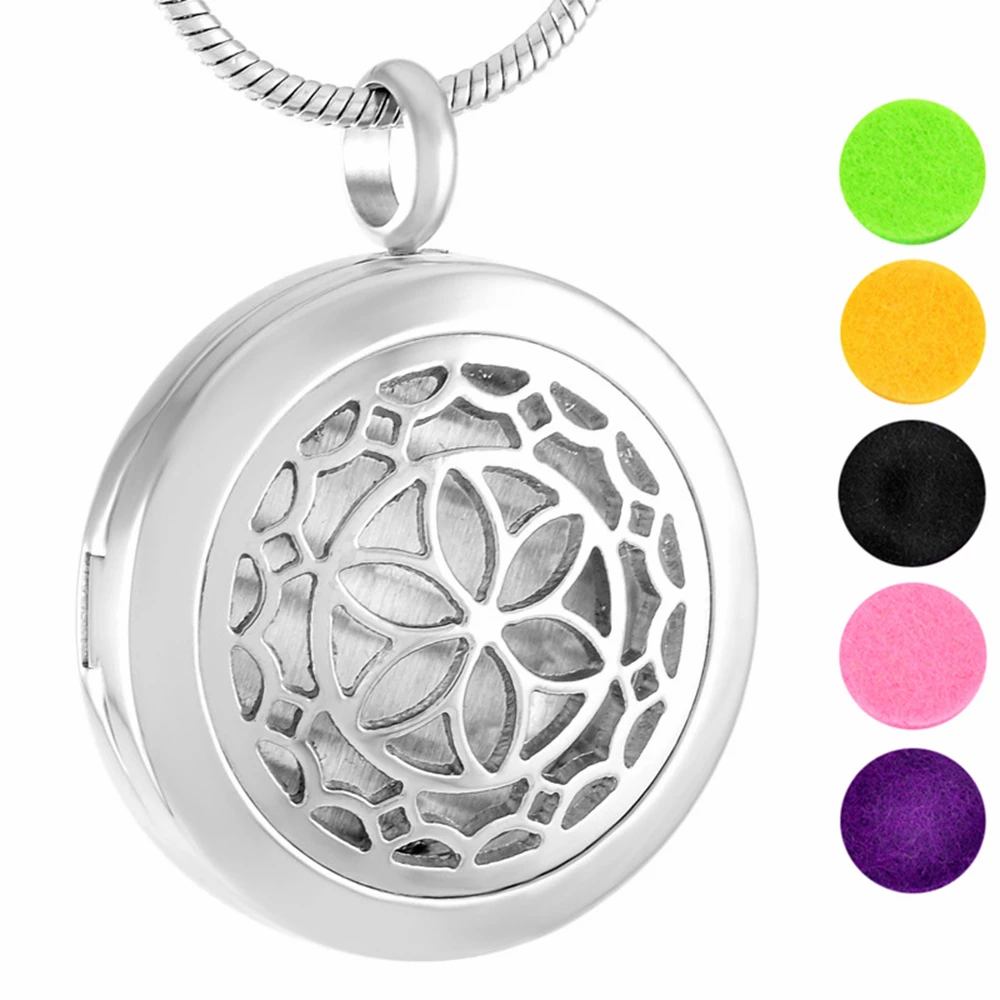 MJP0032 Aromatherapy Essential Oil Cage Flower Pattern Pendant For Felt Pads Diffuser Filigree Perfume Lockets Necklace Jewelry