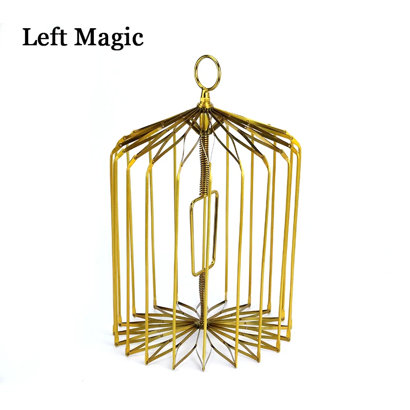 Gold & Silver Steel Appearing Bird Cage - Small Size (Dove Appearing Cage) Magic Tricks Magician Stage Illusions Gimmick Props