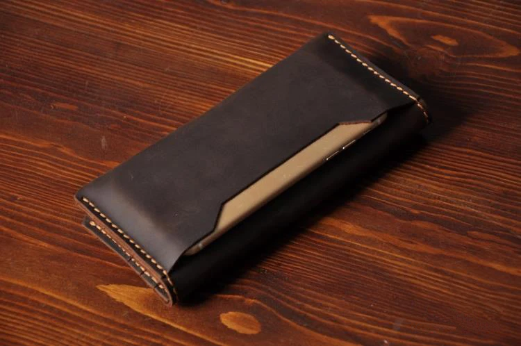 Handmade Vintage Crazy horse Genuine Leather Wallet Men Wallet Leather male Wallet long style Clutch Bag Male purse Money Clips