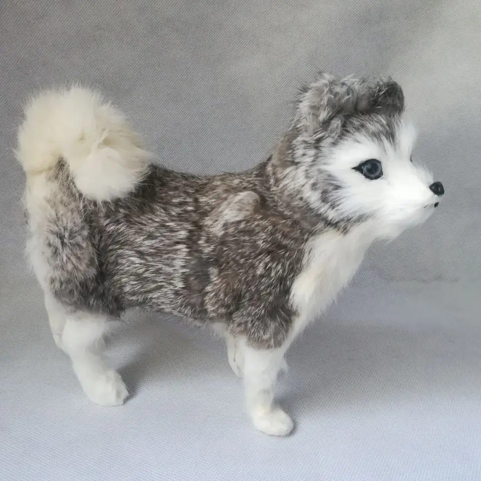 real life toy gray husky model plastic&furs husky about 23x20cm ,toy gift w0088