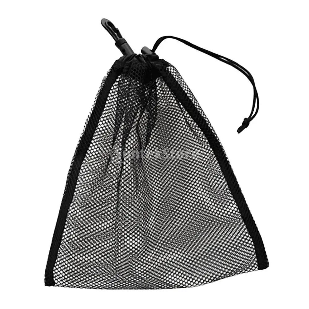 Durable Mesh Nets Bag Pouch Scuba Dive Gear Golf Tennis 30 Balls Carrying Holder Storage Clip On Caddy Pouch 20x24cm Black