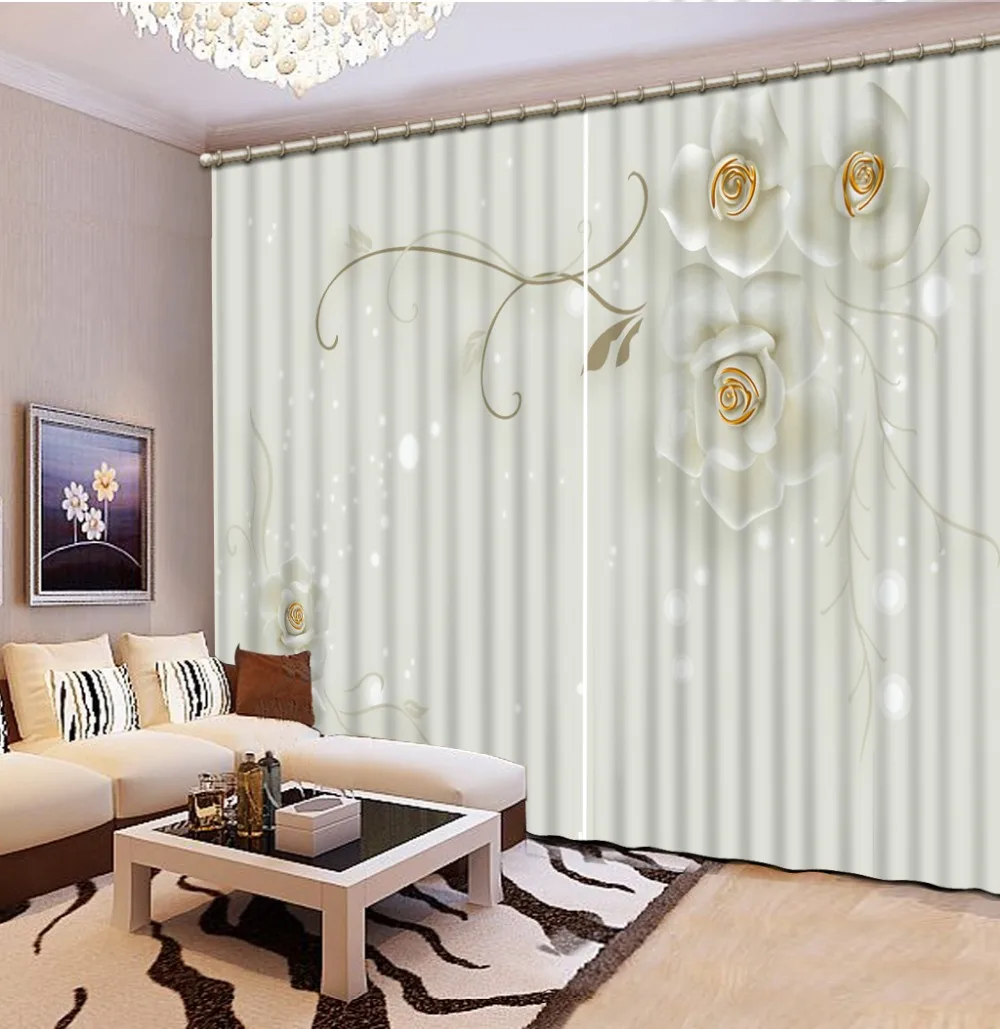 

3d Curtains fashion decor 3D Blackout Window Curtains For Kids Bedding room Living room Hotel Drapes Cortinas relief flower