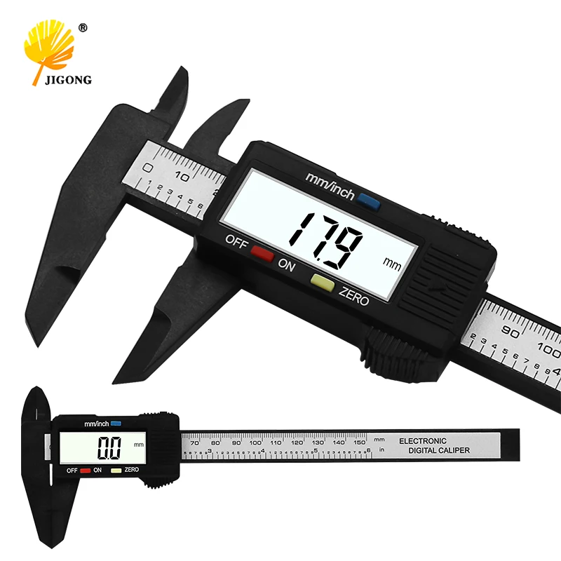 JIGONG 150mm 6\'inch LCD Digital Electronic Carbon Fiber Vernier Caliper Gauge Micrometer  Measuring Tool