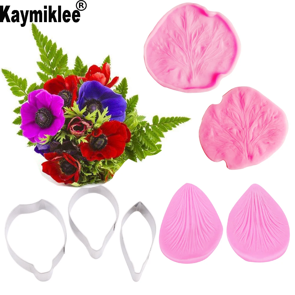 Anemone Petal Veiner Silicone Mould Flower Fondant Gumpaste Candy Mold Cake Decorating Tools ,Sugarcraft Mold CS217