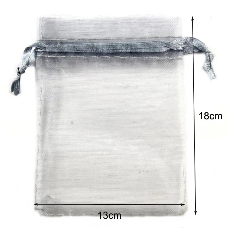 100pcs/lot 10x12 13x18 15x20cm Silk Organza Bags Drawstring Pouches For Wedding Party Gift Bag (Extra Money For Custom Logo)