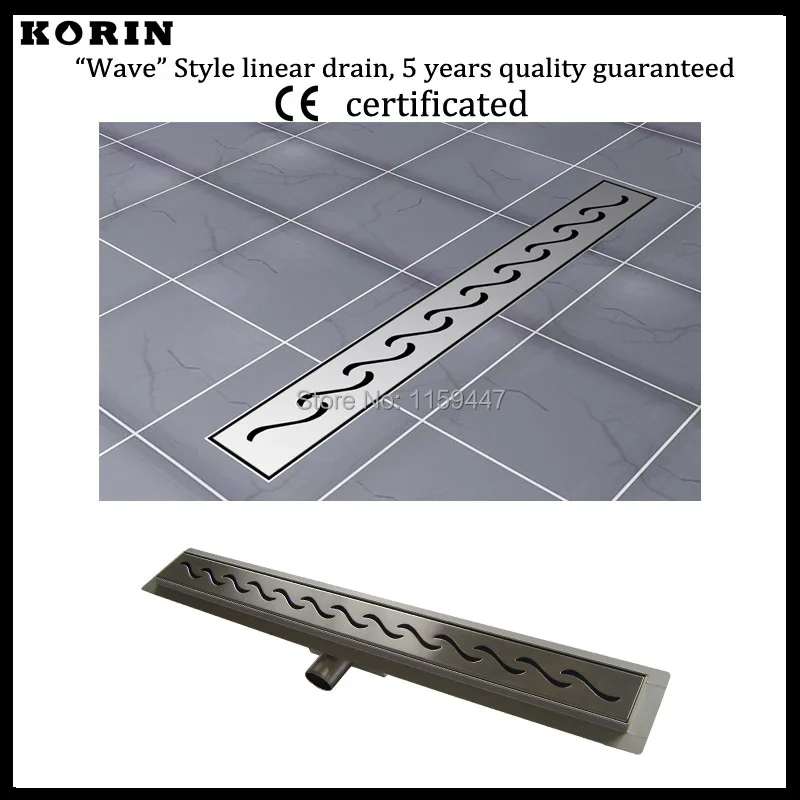 

500mm "Wave" Style Stainless 304 Linear Shower Drain, Horizontal Drain, Floor Waste, Deodorant Floor drain, Long Shower Channel