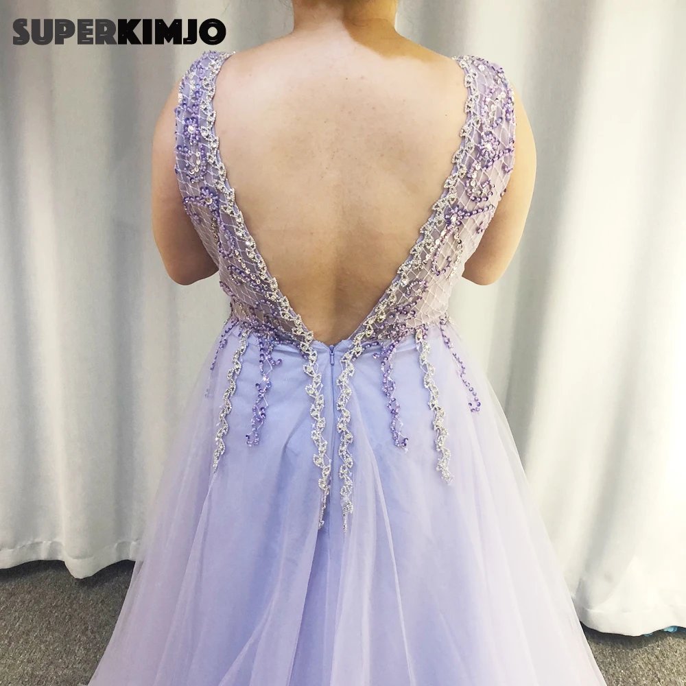 real picture prom dresses 2019 crystal beaded sequins a line side slit sleeveless tulle floor length evening dresses gowns