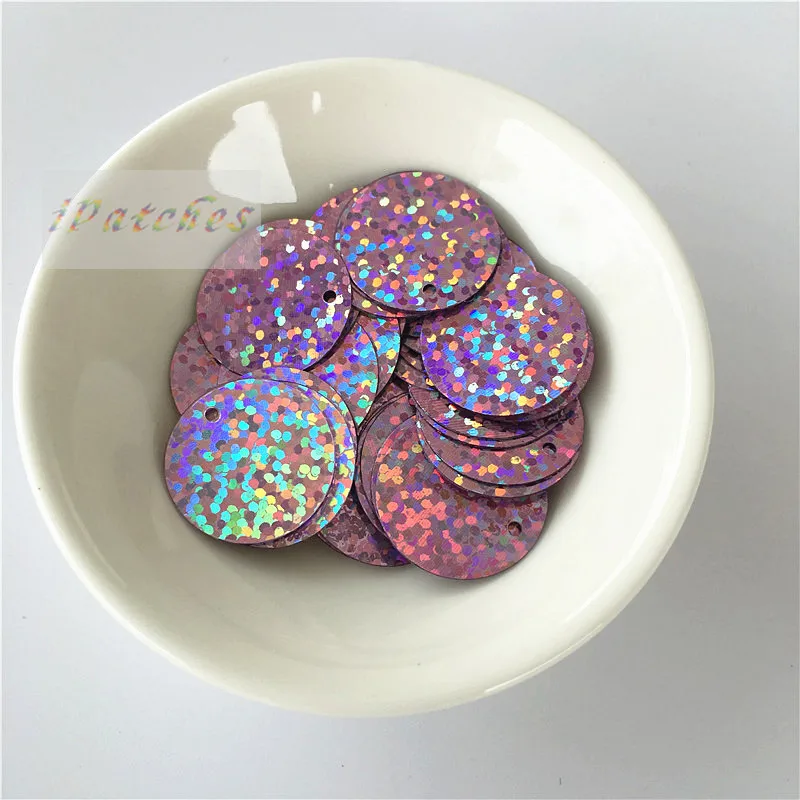 90pcs/lot 20mm Round Sequins PVC Laser Paillette sewing Craft Flat With Side Hole Belly Dance Garment DIY Accessories 16 colors