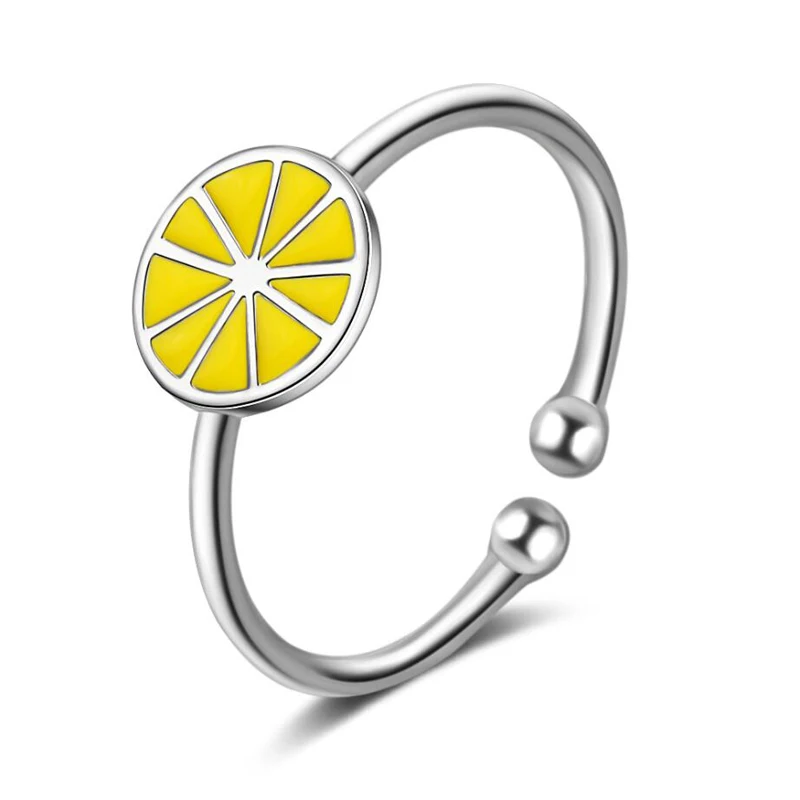 KOFSAC New Trendy 925 Sterling Silver Rings For Women Holiday Party Jewelry Sweet Cute Yellow Lemon Ring Girl Engagement Gifts