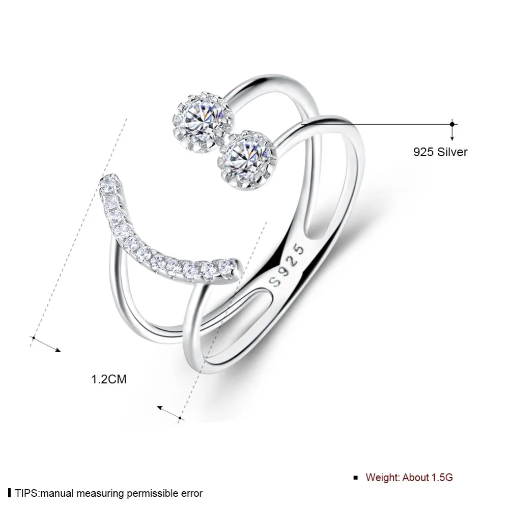 Resizable 925 Sterling Silver Ring Sparkling Cubic Zirconia Smile Face Design Adjustable Ring S925 Silver Jewelry (Lam Hub Fong) images - 6