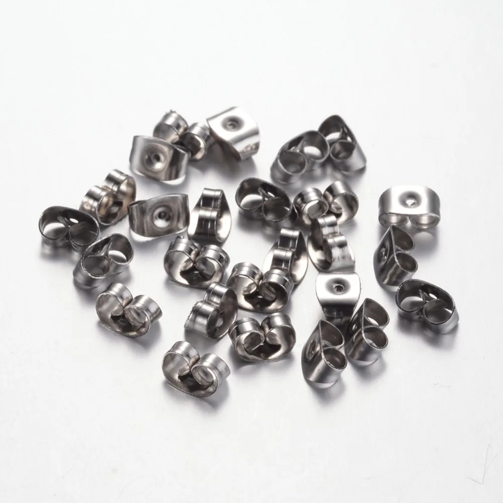 20pcs 5x3.5mm SEASHA Crafts 316L Stainless Steel Metal Earring Backs for DIY Jewelry Findings Acessories