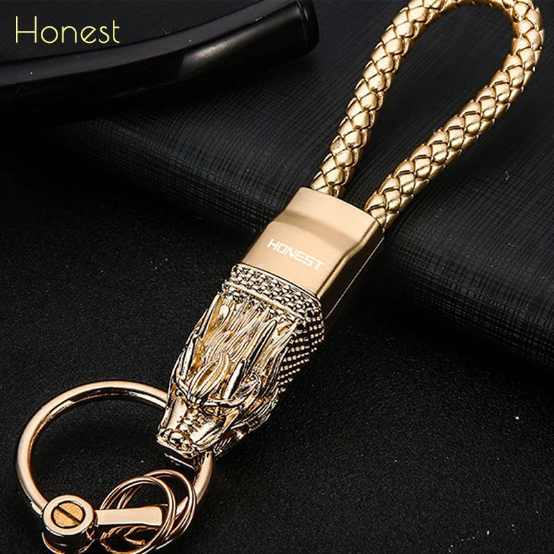 Honest High-Grade Custom Lettering KeyChain Dragon Car Key Chain Jewelry Genuine Leather Rope KeyChains Best Gift Bag Pendant