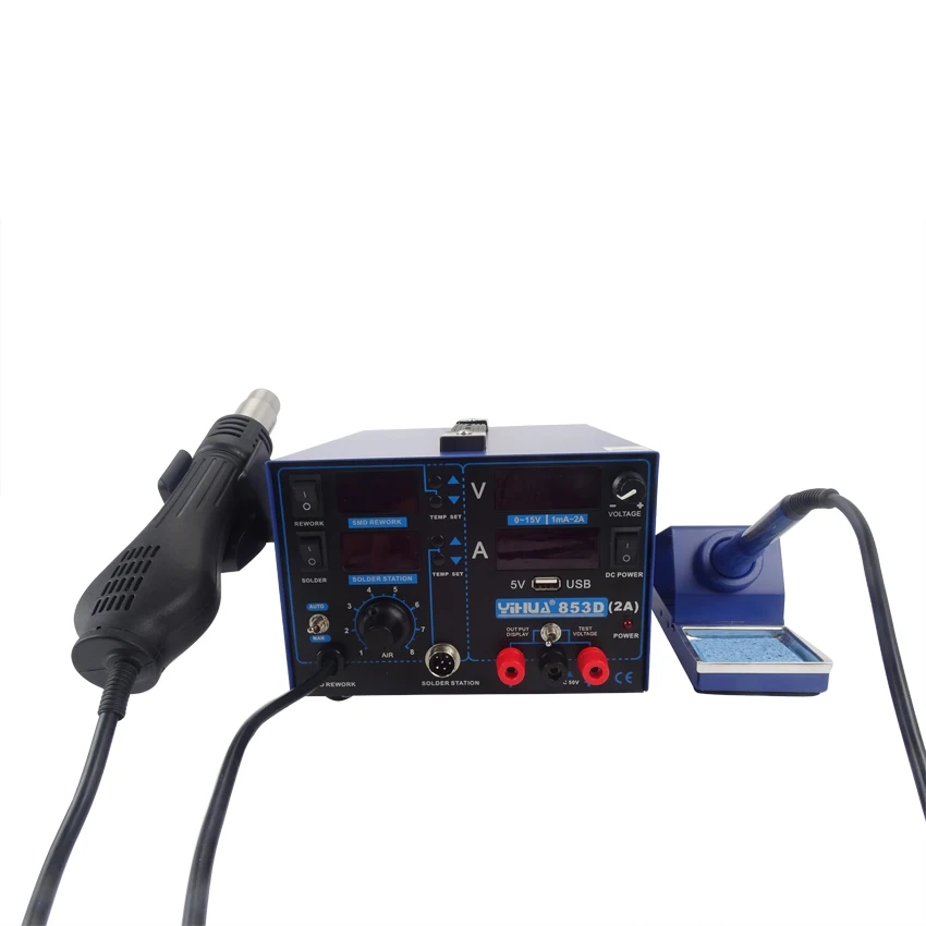 853D 2A Soldering Station Hot Air Gun Welding Machine Soldering Iron 110/220V Hot Air Desoldering Station Machine 1PC