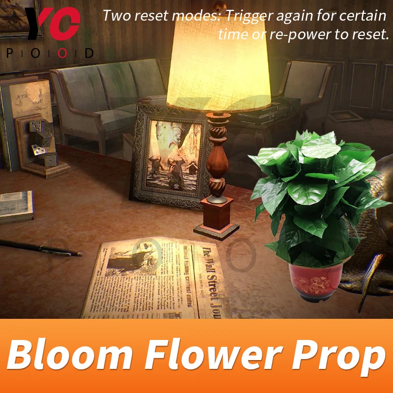 Blooming flower prop escape room game use metal object to touch sensor triggering flower blooming out to unlock supplier YOPOOD