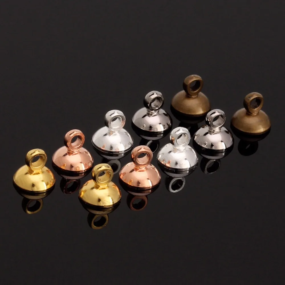 20pcs/Lot 3 Colors Copper Pearl Pendant Bases Connectors Bail Cap fit 6mm 8mm Beads Women DIY Jewelry Charms Making  Findings