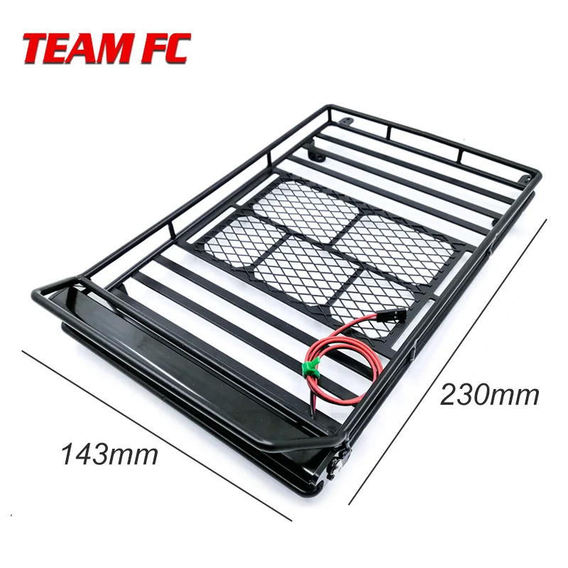 Metal Roof Rack Luggage Carrier with 36 LED Spotlight bar For 1/10 RC Car Trx4 RC4WD Cherokee Wrangler Axial Scx10 S38