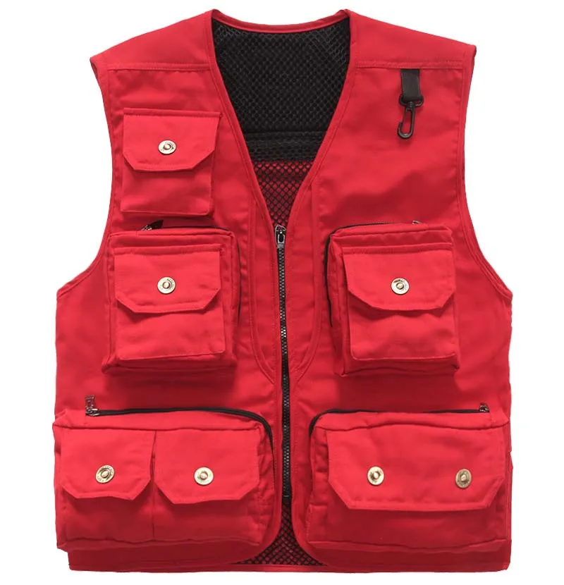 Mes Weste Multi Tasche Atmungs Leinwand Weste Männer Fotograf Weste Taschen Ärmellose Jacke Werkzeug Taschen Uniform VT-016