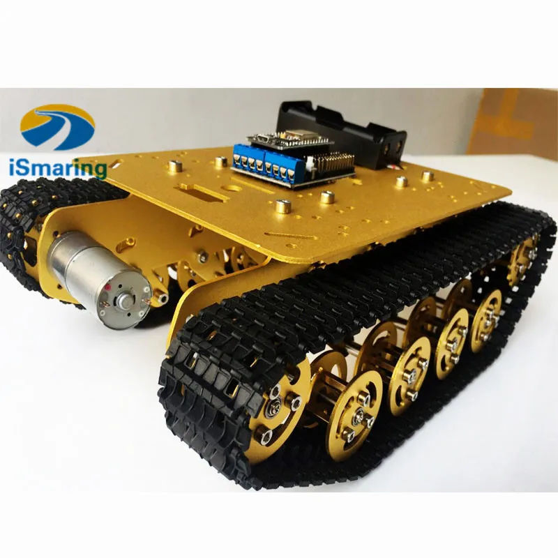 Official ismaring yellow TS100 RC WiFi Robot Tank  Chassis Controlled by Android/iOS Phone based on Nodemcu ESP8266 with Video