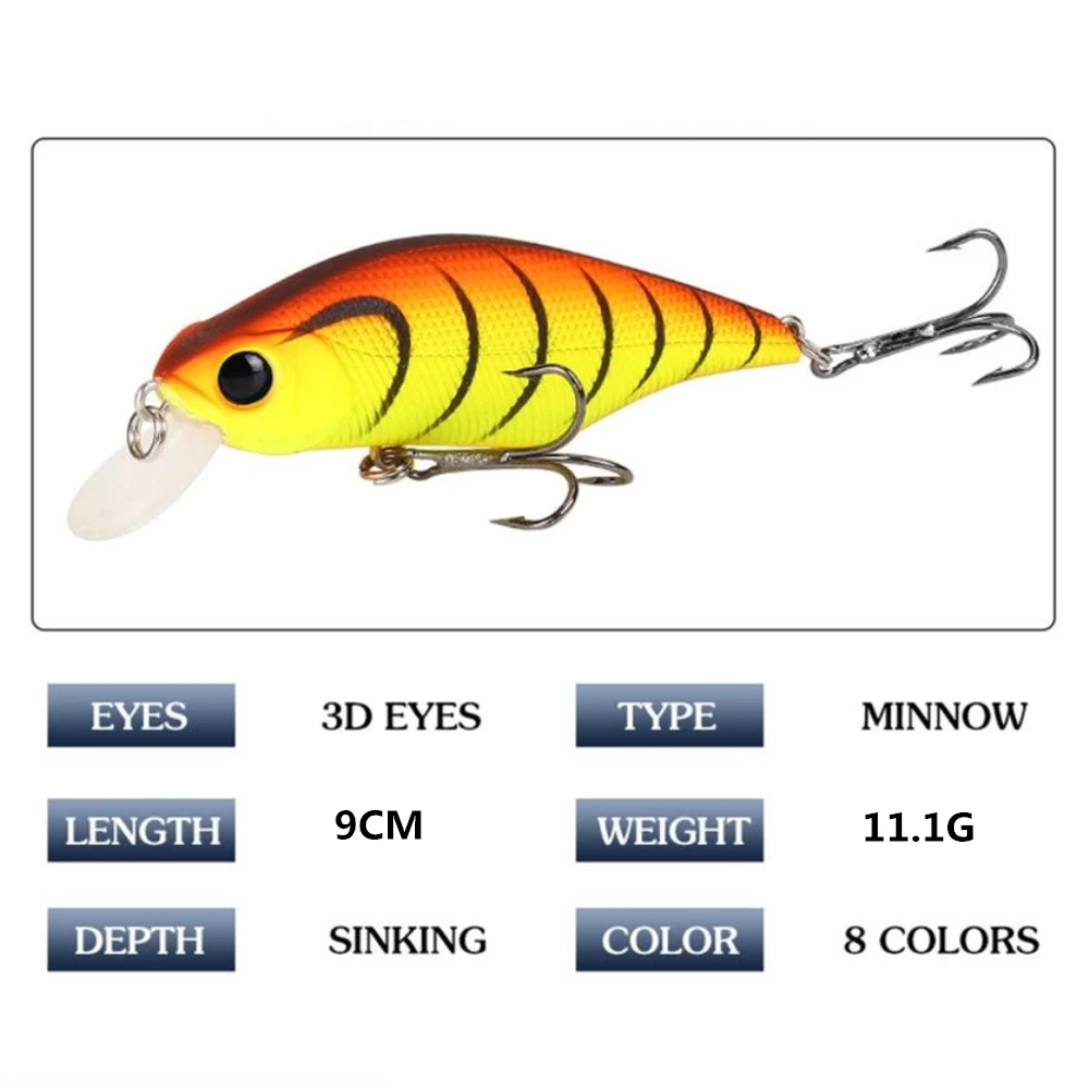 1 szt. Pływająca przynęta na ryby Minnow woblery 9cm 11g wysokiej jakości sztuczna plastikowa twarda przynęta Bass Pike Crankbait sprzęt wędkarski — zdjęcie 3