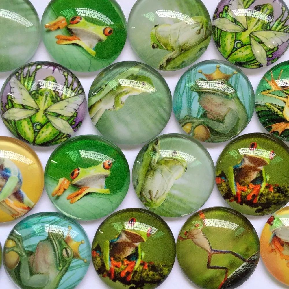 

ZEROUP 12mm 20mm Round Photo Glass Cabochon Mixed Pattern Fit Cameo Base Setting for Jewelry Flatback BCH107