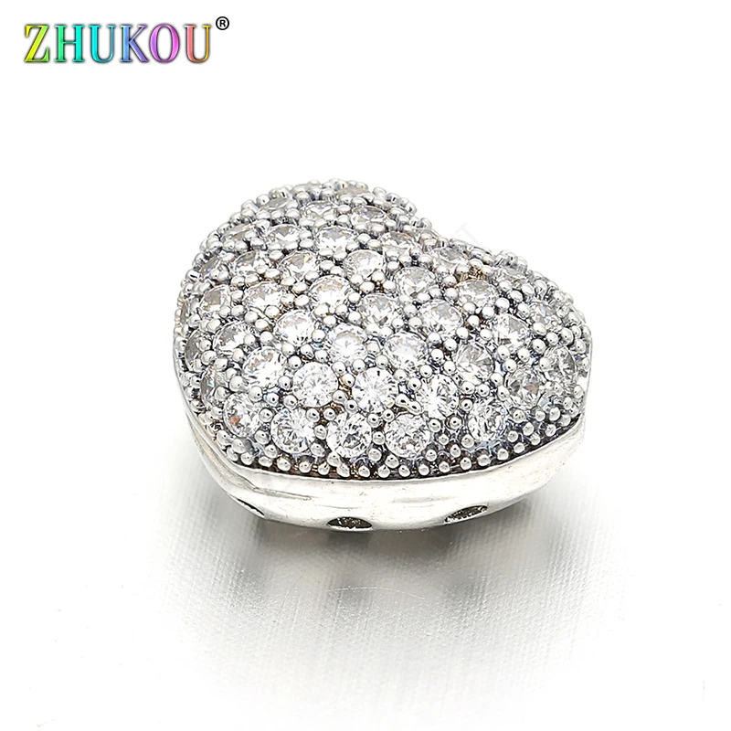 14*12mm Micro Pave Cubic Zirconia Beads for Diy Jewelry Findings Making, Hole: 2mm, Model: VZ143
