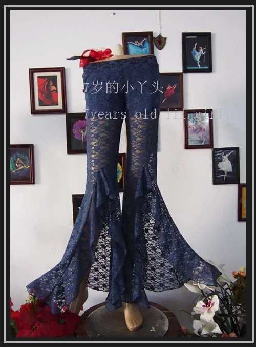 

Lace Belly Dance Anterior slits flare Pants Gothic tribal pants DU21-28