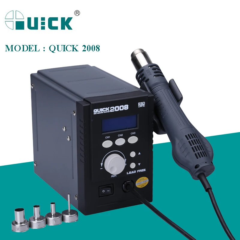 

QUICK 2008 110V/220V Lead-Free Hot Air Soldering Station 700W ESD Safe Heat Gun BGA Welding Desoldering SMD Rework Station Tools