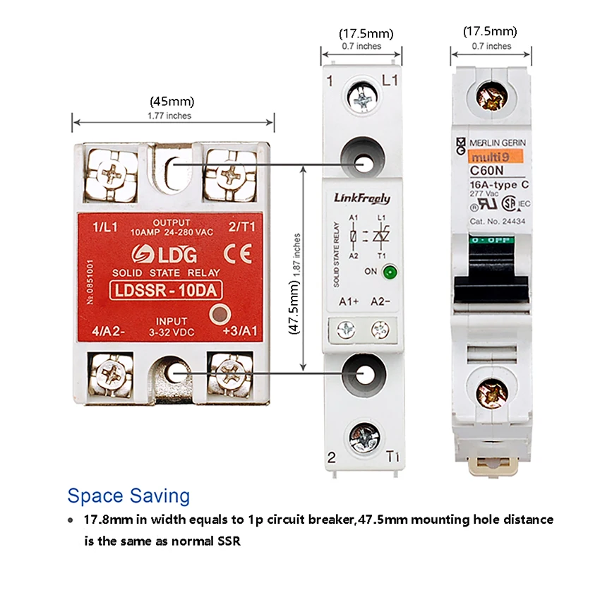 TRA23D40M TRA48D60M Intelligent Auto Integrated SSR 40A 60A DC to AC Ouput 24-280VAC Single Phase DIN Rail Solid State Relay