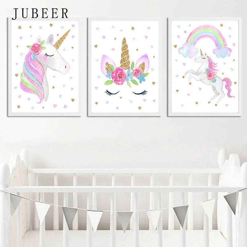 

Nordic Style Poster and Prints Cute Animal Unicorn Canvas Painting Children Bedroom Decoration Pictures For baby Kids Room Decor