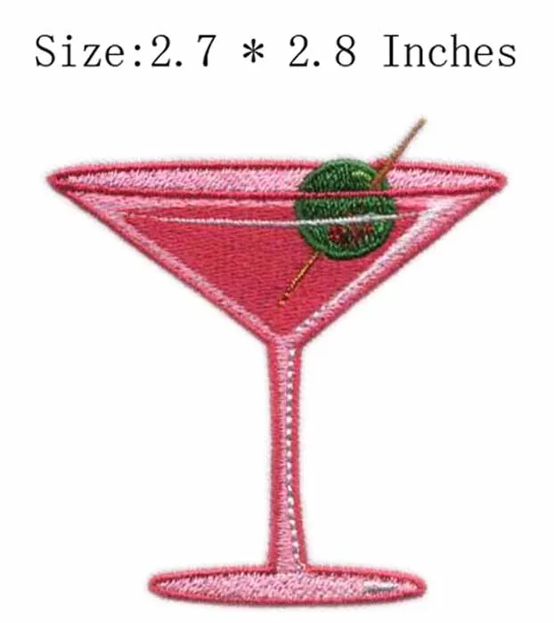 Martini glass embroidery patch 2.7