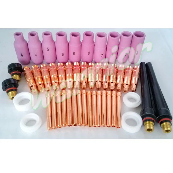 48pcs Accessories Kit For TIG Welding Torches WP-17 18 26 With 10N Series Ceramic Nozzles 1.0mm 2.0mm 4.0mm Collet Bodies