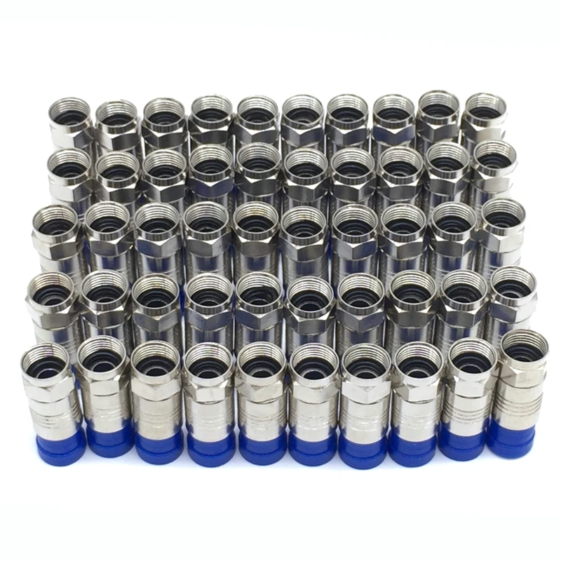 JX connector 50pcs F male connector for RG6 75-5 coaxial compression fitting Compression Coax O-Ring connector Fast shipping