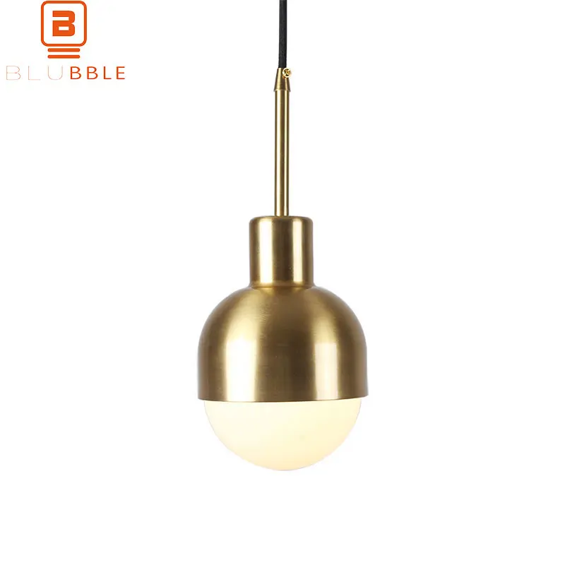 BLUBBLE American Total Copper Pendant Light Originality AC 90-260V LED Pendant Lamp Modern Gold Bedroom Study Unique Hanglamp