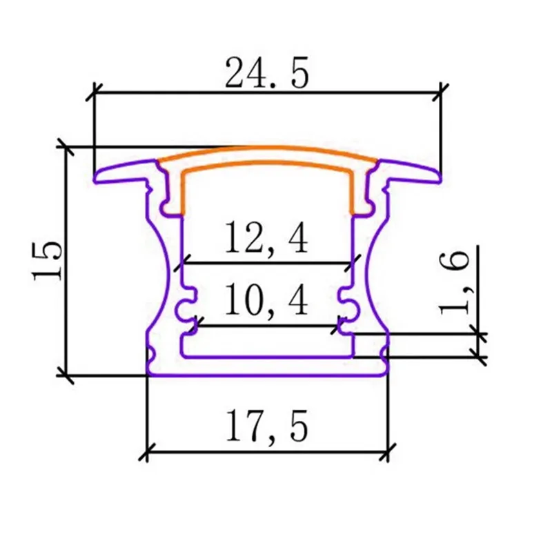 10Pcs/Lot Led Channel Embedded Aluminum Profile W24.5*H12mm Milky Transparent Cover 12mm 8520 Pcb With Fittings Bar Light