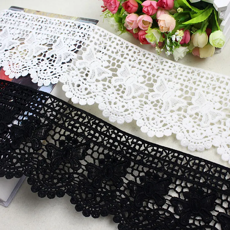 Lace Accessories Hollow Out Lace Trim 12 cm Wide Straight Edge Water Soluble Cotton Lace Embroidery Dress Hem Quality Thickening