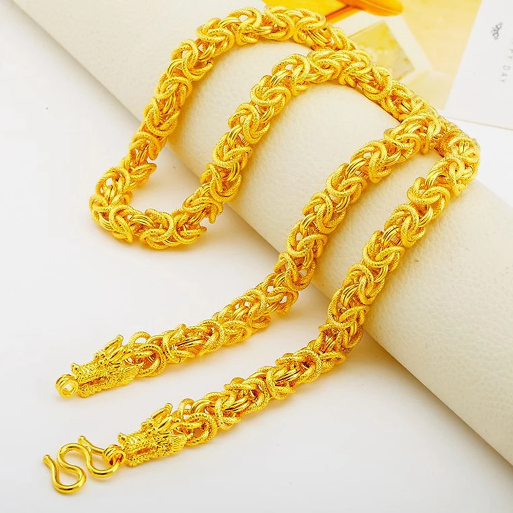 Hip Hop Mens Jewelry  Yellow Gold Filled Chain Necklace Dragon Design