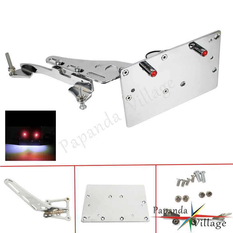 Chrome Motorbike Tail Light Side Mount License Plate Bracket for Harley XL 883 1200 Iron 883 Forty Eight Seventy Two 2004-2017