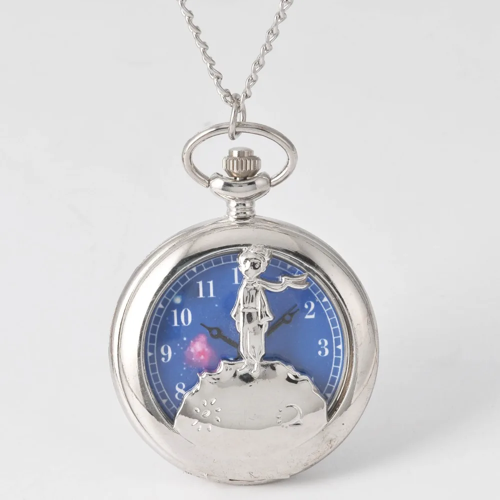 TFOFashion Vintage Quartz Pocket Watch para crianças, menino, pequeno príncipe, planeta azul, bronze, presentes populares