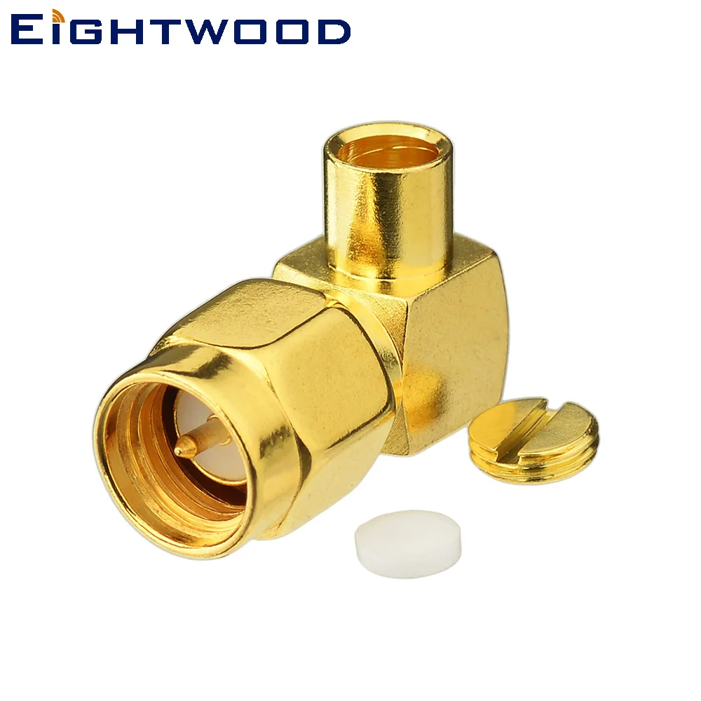 

Eightwood 5PCS SMA Solder Plug Male Right Angle RF Coaxial Connector Adapter for Semi-Rigid .141" RG402 RF Coaxial Cable