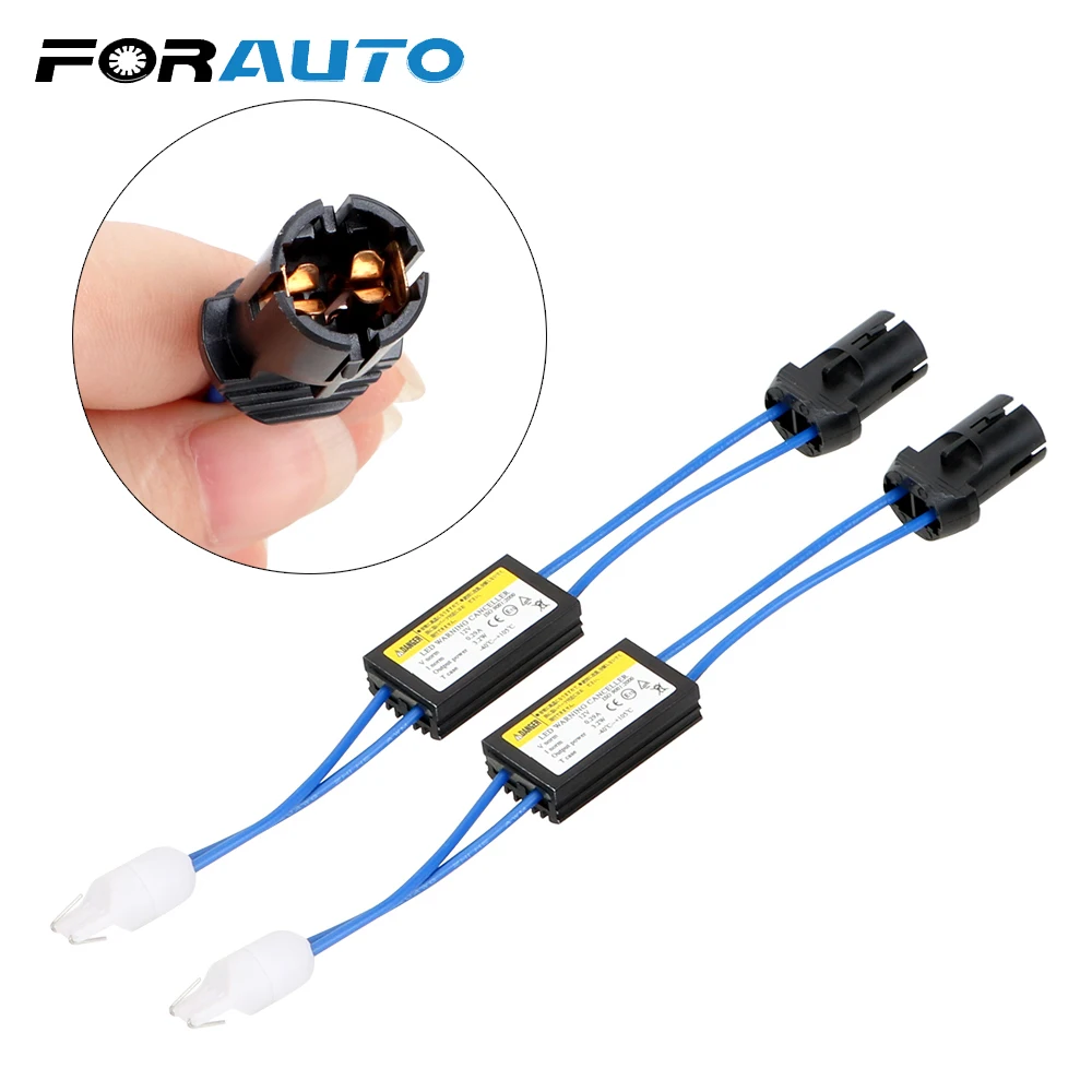 FORAUTO 2pcs T10 Canbus Cable 12V LED Warning Canceller Decoder 501 T10 W5W 192 168 Car Lights NO Error Canbus OCB Load Resistor