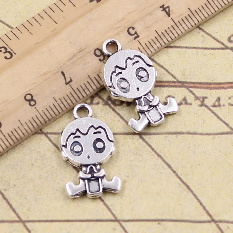 12pcs Charms Baby Boy 24x13mm Antique Bronze Silver Color Pendants Making DIY Handmade Tibetan Finding Jewelry For Bracelet