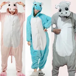 大人の動物のフランネルパジャマ、かわいいhipo onesie、暖かいパジャマ、漫画のバスローブ、ユニセックスコスプレ、ハロウィーンの衣装、冬