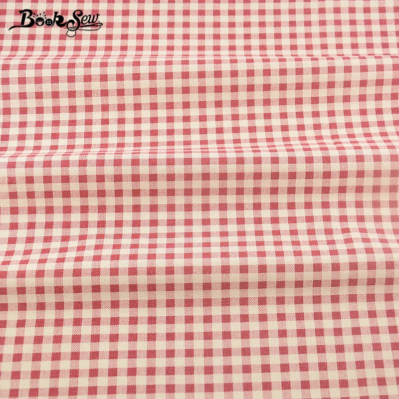 Red Check Design Cotton Linen Fabric Booksew Quilting Bag TableCloth Curtain Decoration Pillow Zakka Sewing Tissu Material CM